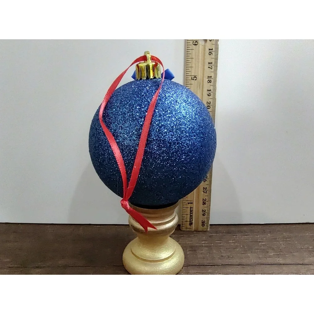 Santa Claus Christmas Ornament Handmade OOAK VTG Style Diorama Gold Glitter O7